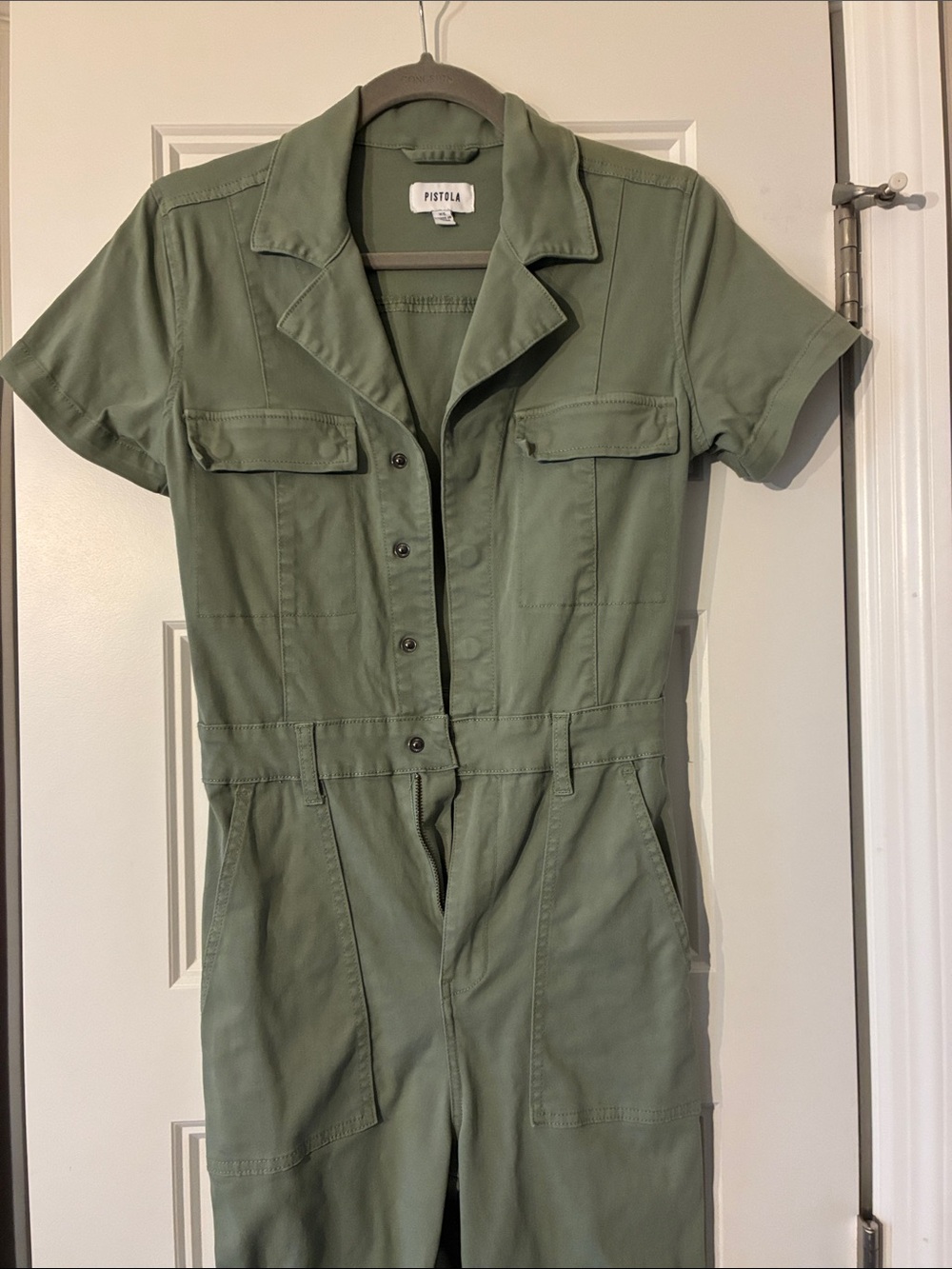 pistola Olive Utility Short-Sleeve Jumpsuit | size xs